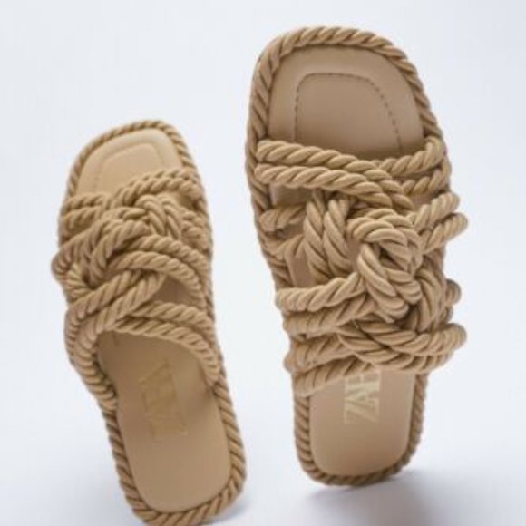 Zara Shoes - Zara Low Heel Knotted Sandals Taupe 2607/810 Size 37 Euro 6.5 US Women